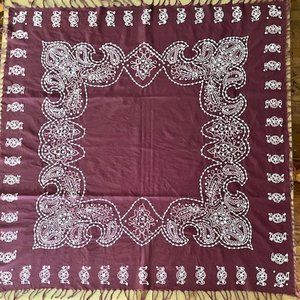 Spectacular Chan Luu Wine Scarf with Silver Metallic Thread Accents